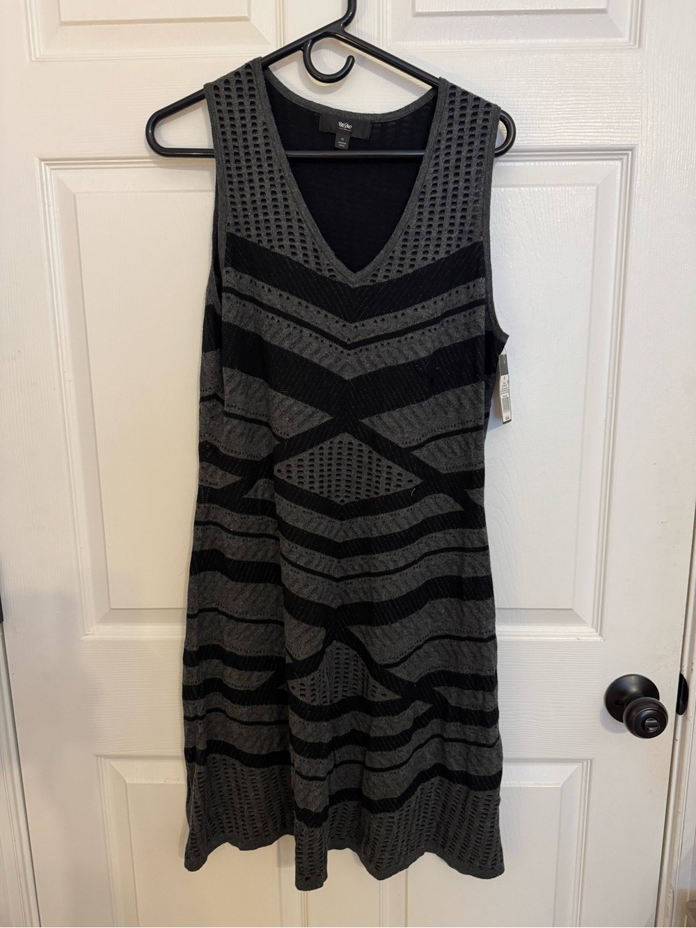Target Black and Gray Textured Knit V-Neck A-Line Dress